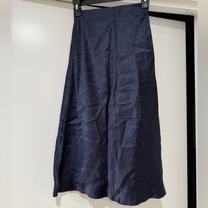 Aritzia Navy Blue Silk Skirt